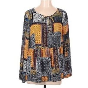 MONROE and MAIN Patchwork Print Top, Women’s M, Multicolor